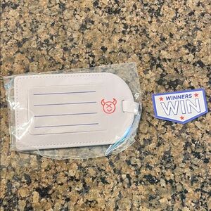 Play Playground White Luggage Tag and Winners Win Sticker